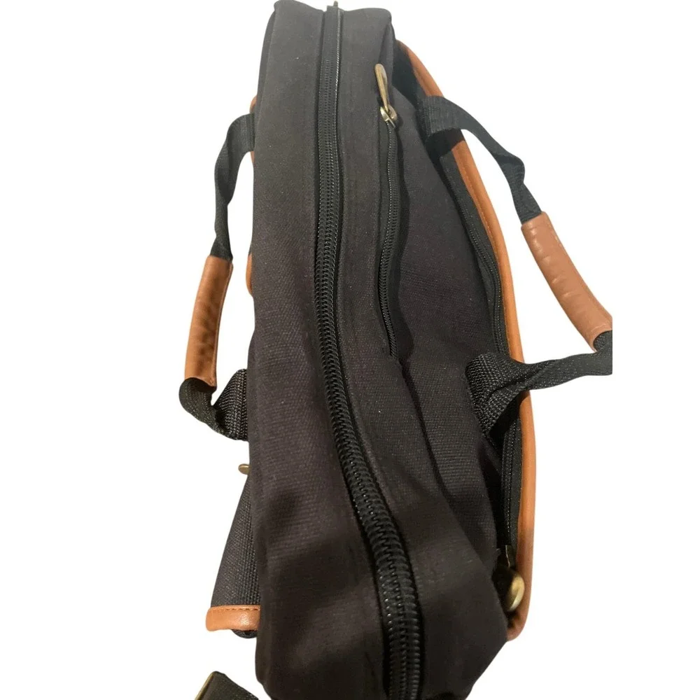 Totes Y2K Black‎ Canvas Briefcase Expandable Messenger Travel Laptop Bag Utility
